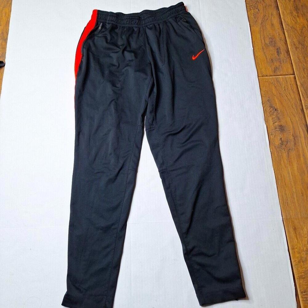 Nike Dri Fit Work Out Sweat Pants Joggers Womens Large Taper Zipper Bottom black